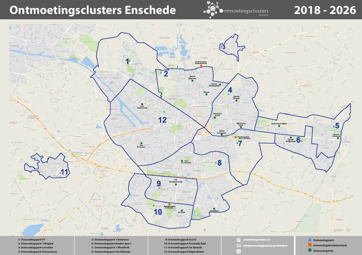 Kaart Ontmoetingsclusters Enschede 2018